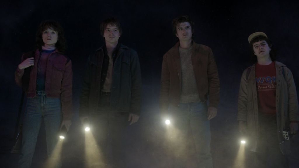 Nancy, Jonathan, Steve and Dustin in Stranger Things