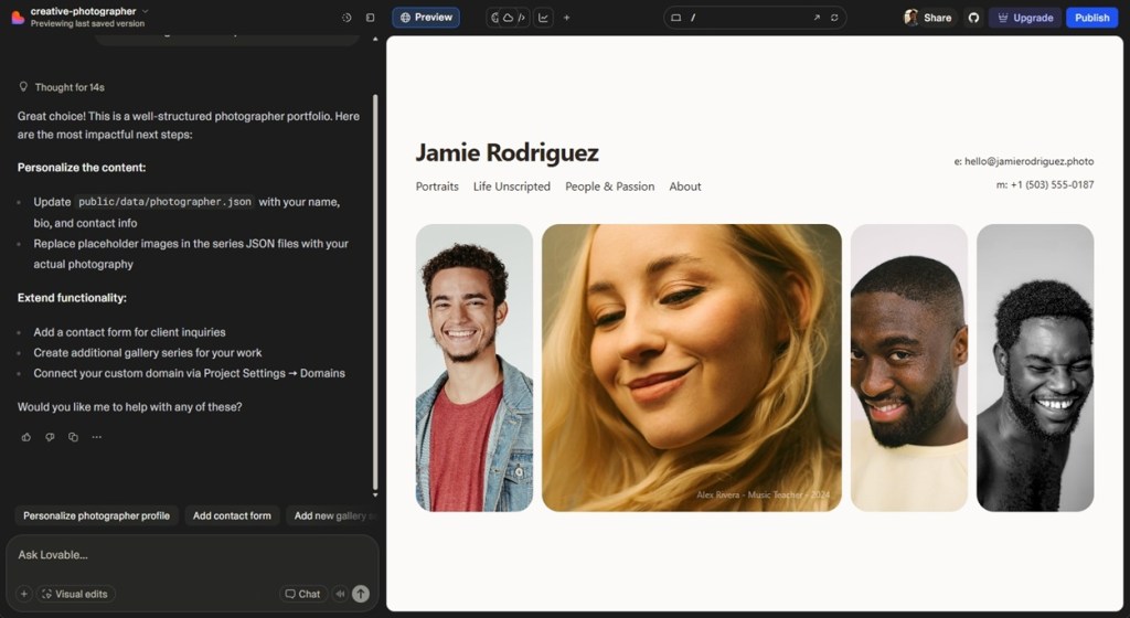 website created using Lovable AI