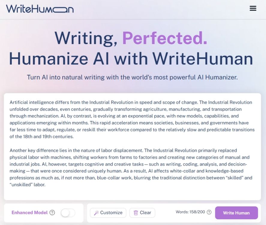 writehuman ai humanizer
