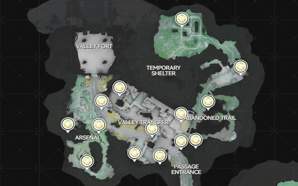 All Aurylene locations in Valley pass