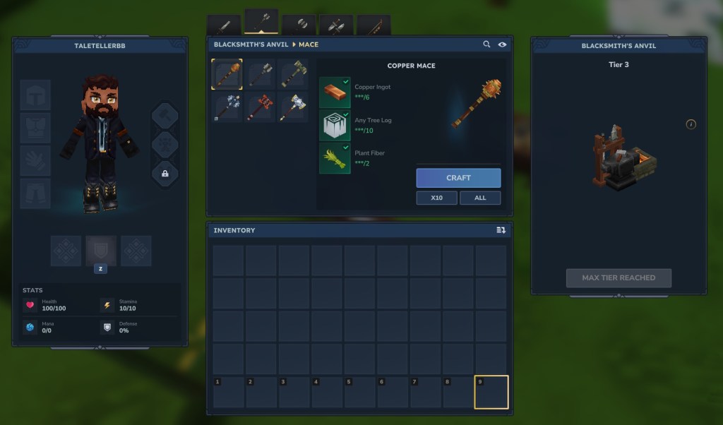 Craft Mace in Hytale