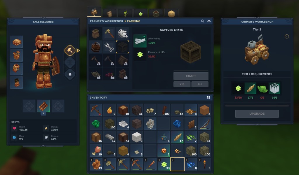 Crafting using Essence of Life in Hytale