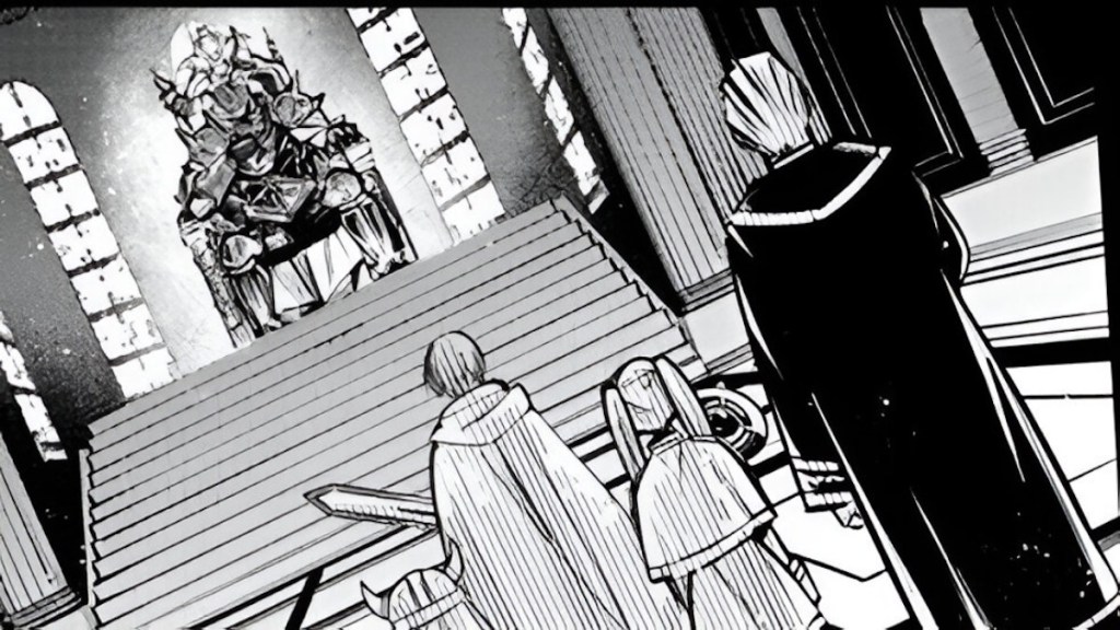 Hero Party confronting Demon king in Frieren manga