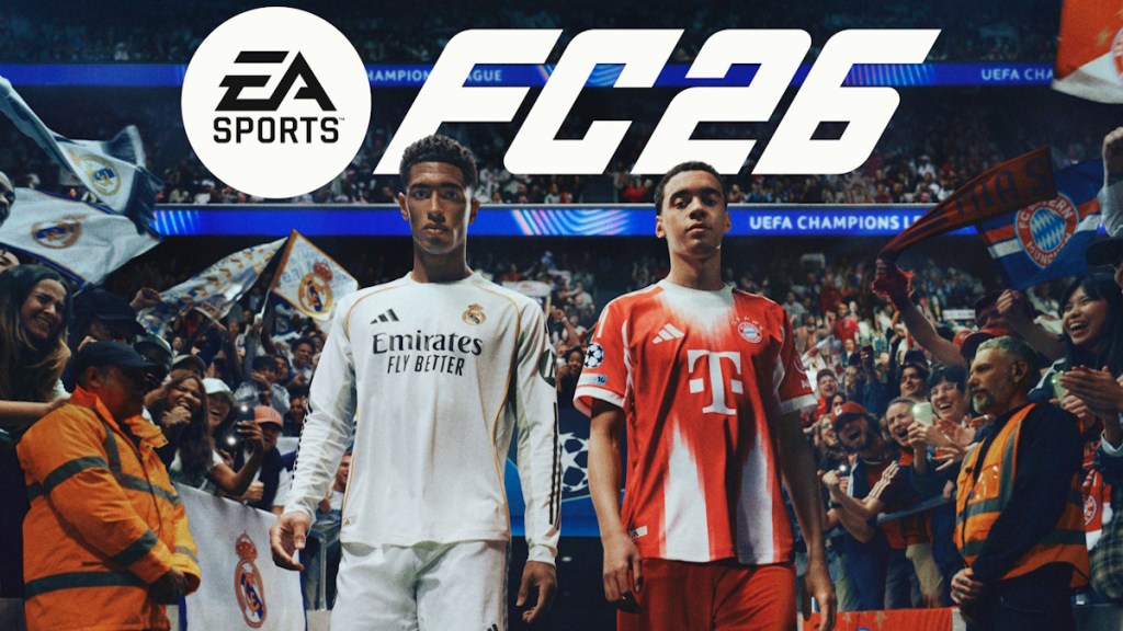 EA FC 2026 poster featuring Jude Bellingham and Musiala.