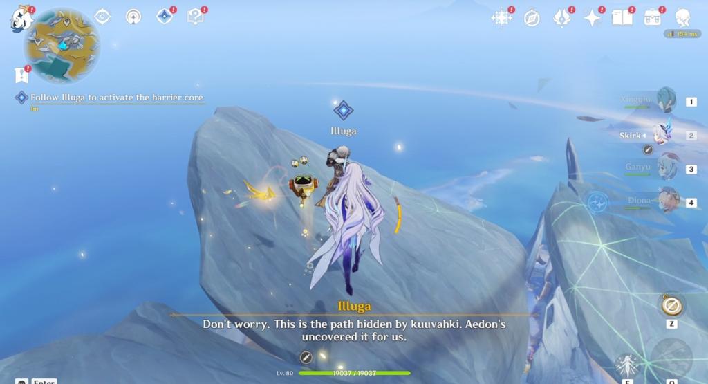 Follow Illuga to activate the barrier core