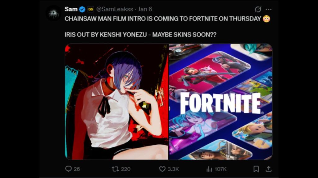 Fortnite Iris Out Chainsaw Man Jam Track