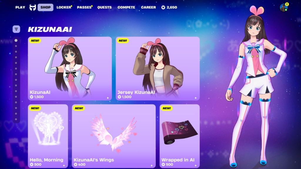 Fortnite KizunaAI Skin Item Shop