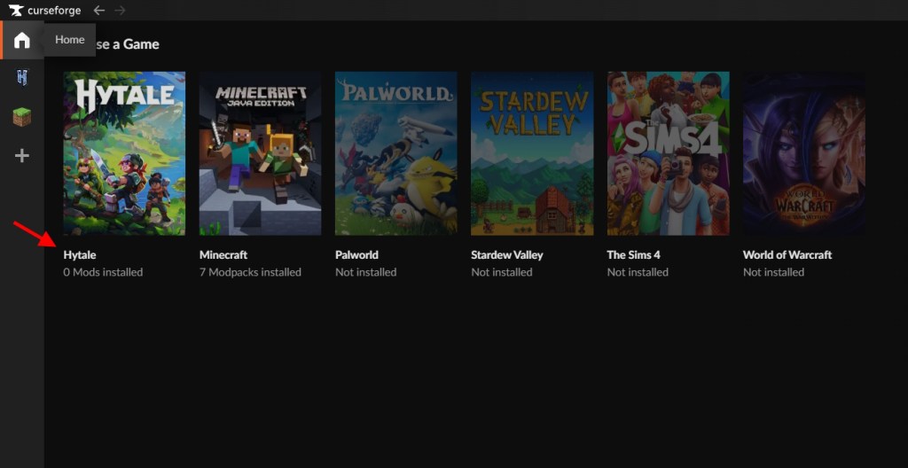 Hytale in CurseForge App