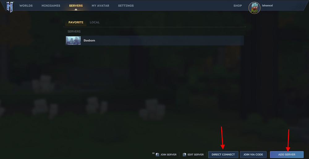 Join direct servers in Hytale