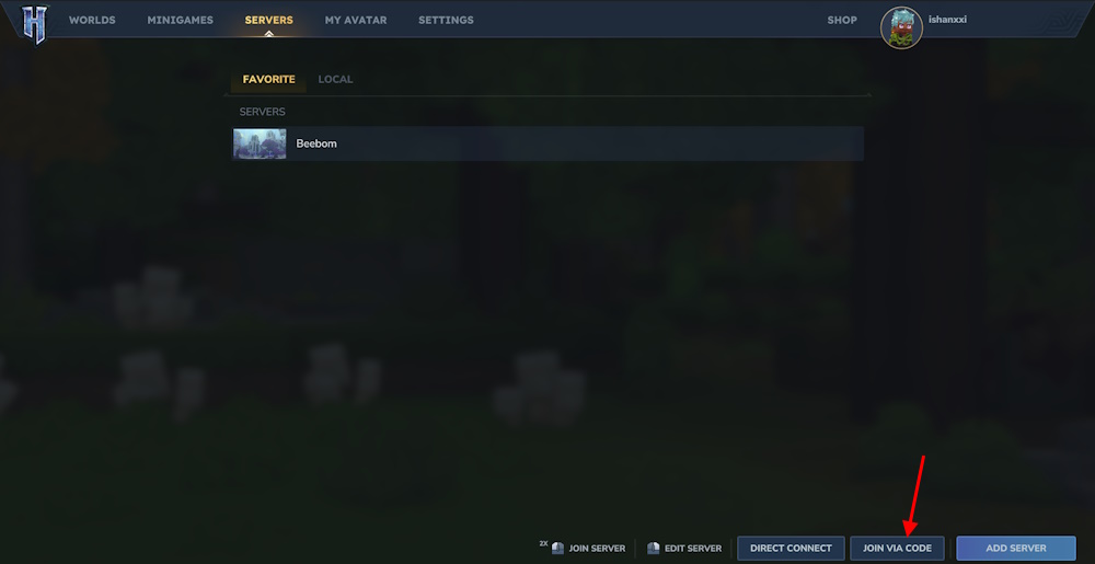 Join online via code in Hytale