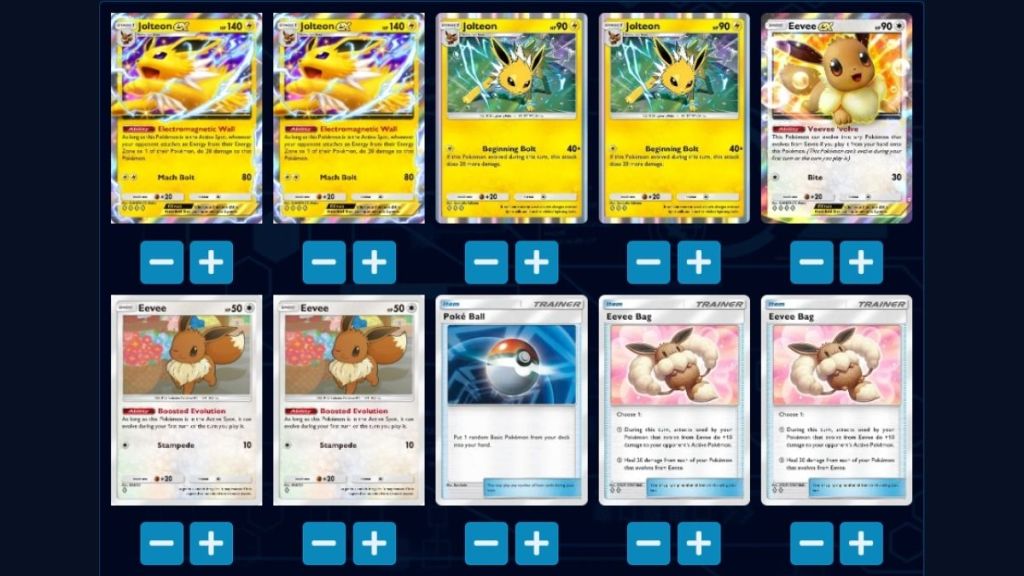 Jolteon EX Deck Cards