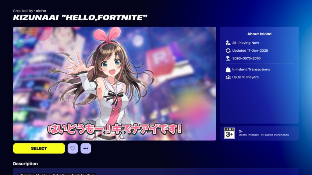 KizunaAI Fortnite map
