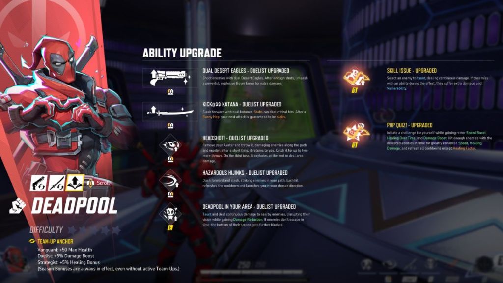 Marvel Rivals Deadpool Duelist Upgrades