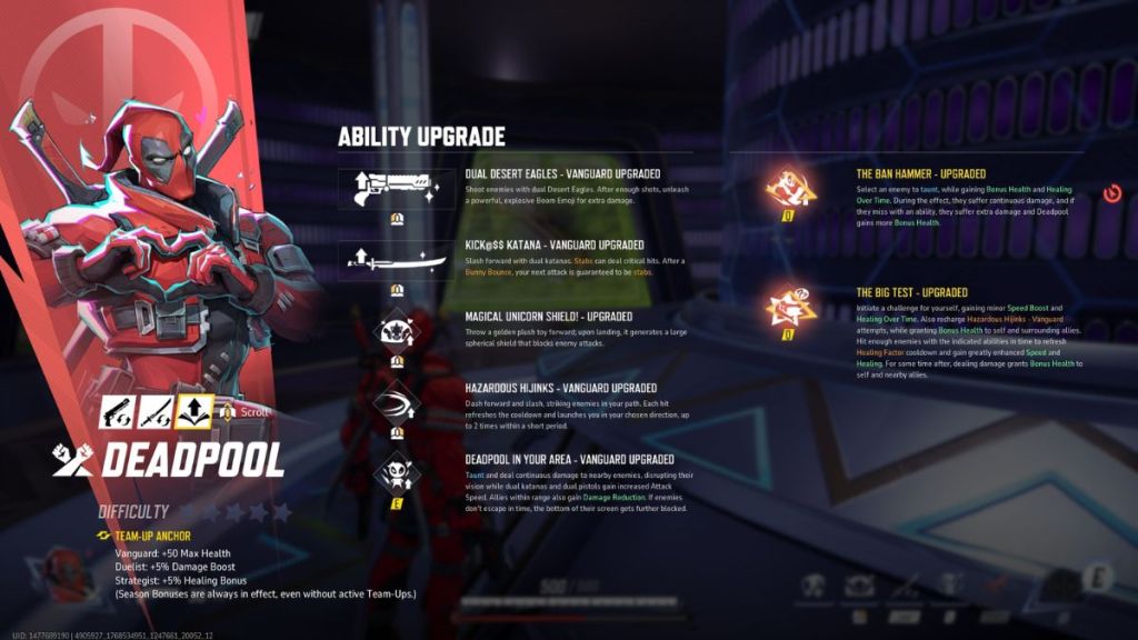 Marvel Rivals Deadpool Vanguard Upgrades