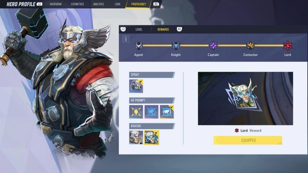 Marvel Rivals Hero Proficiency Menu