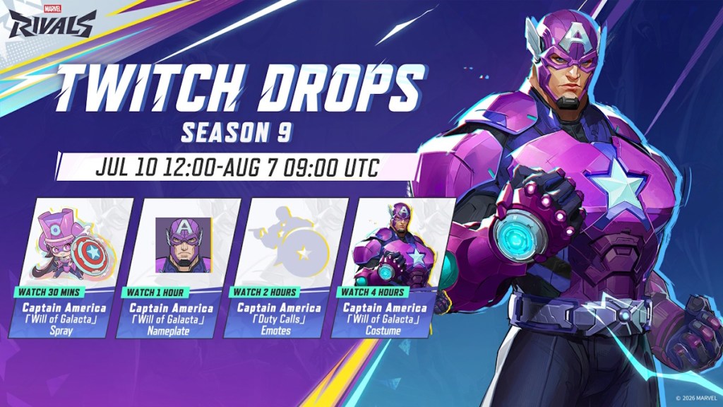 Marvel Rivals Season 9 Captain America Twitch Drops