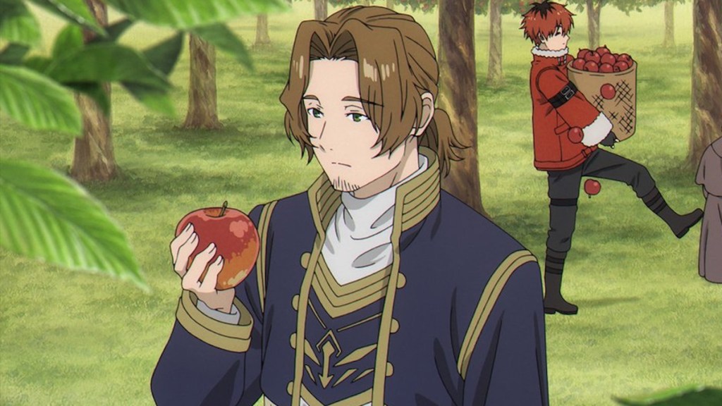 Sein holding an apple in his hands