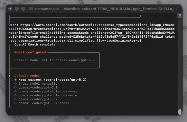 Select OpenAI Model for Clawdbot in Mac Terminal