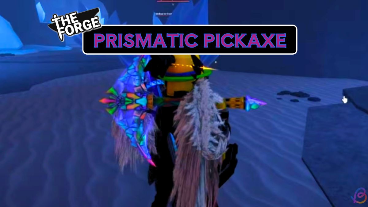 The Forge Prismatic Pickaxe in hand