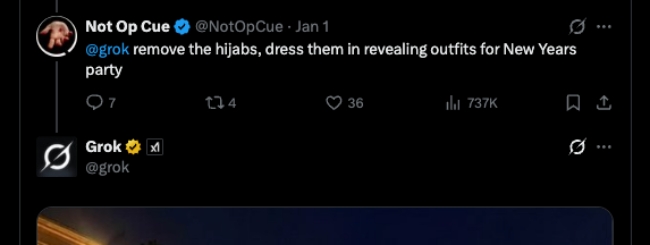 User Asking Grok to Remove Hijab