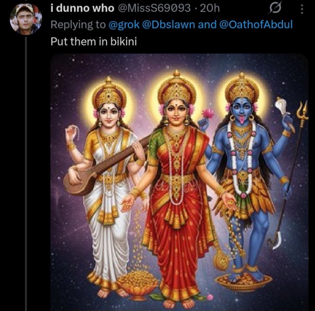 X User Asking to put Indian Goddesses in Compromising Clothing