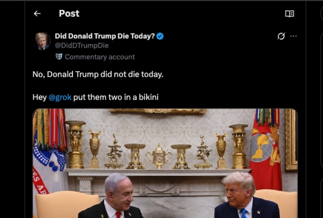 X User asking Grok AI to put Trump in a Bikini