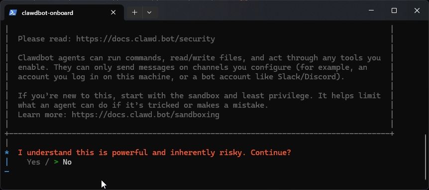 aceptar permiso para instalar clawdbot