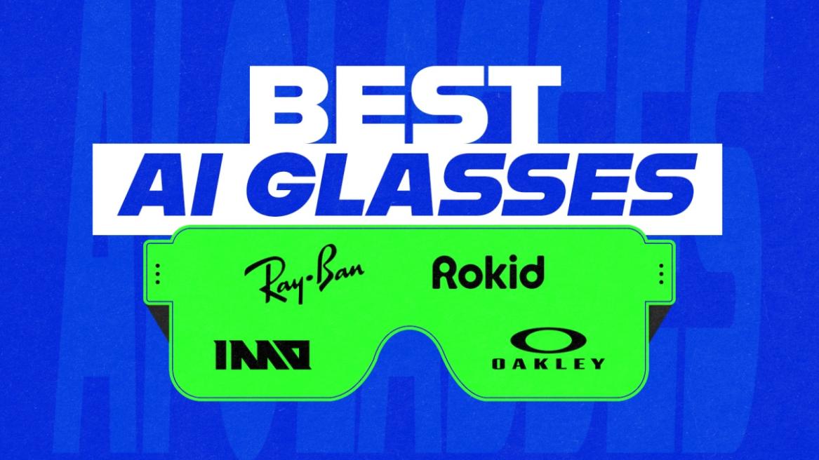 Illustration featuring logos of the best AI glasses online