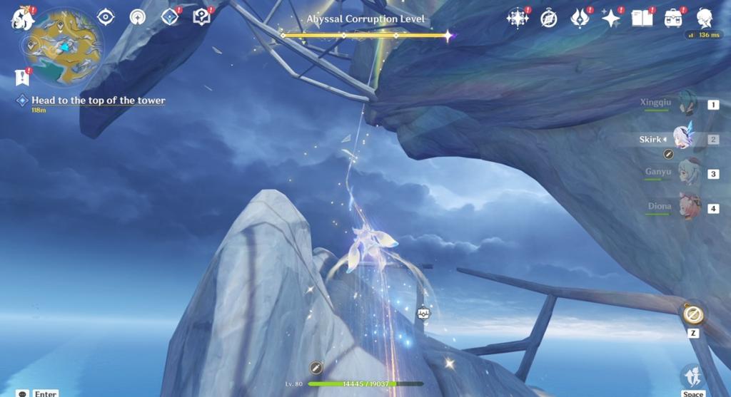 head to the top of the tower