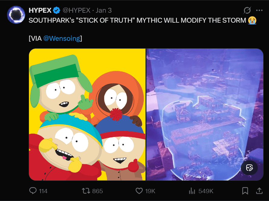 HYPEX reports on Fortnite Stick of Truth mythic