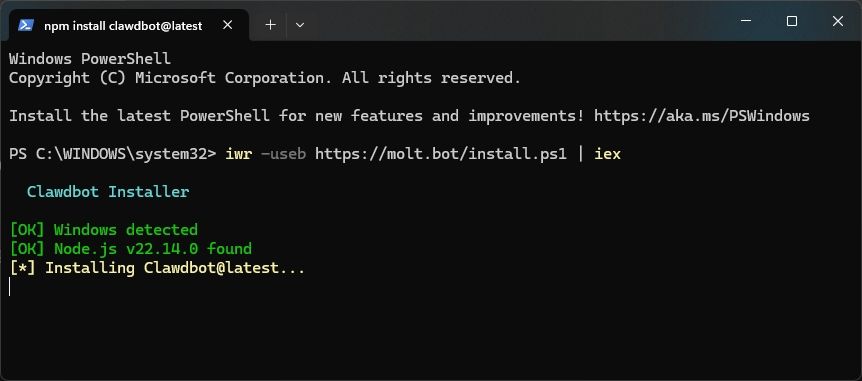 instalando clawdbot en windows