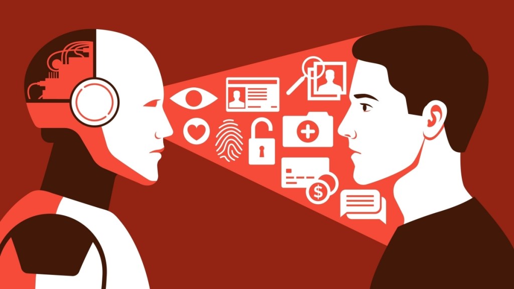 A graphic representation of AI storing all your data and details