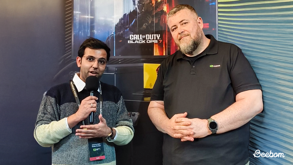 John Gillooly with Beebom Correspondent at NVIDIA GeForce NOW event