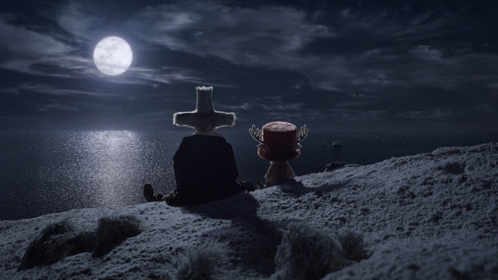 Chopper and Dr. Hiriluk watching the Moon together in One Piece Season 2 live-action