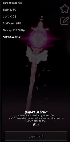Cupid's Embrace rod stats Fisch