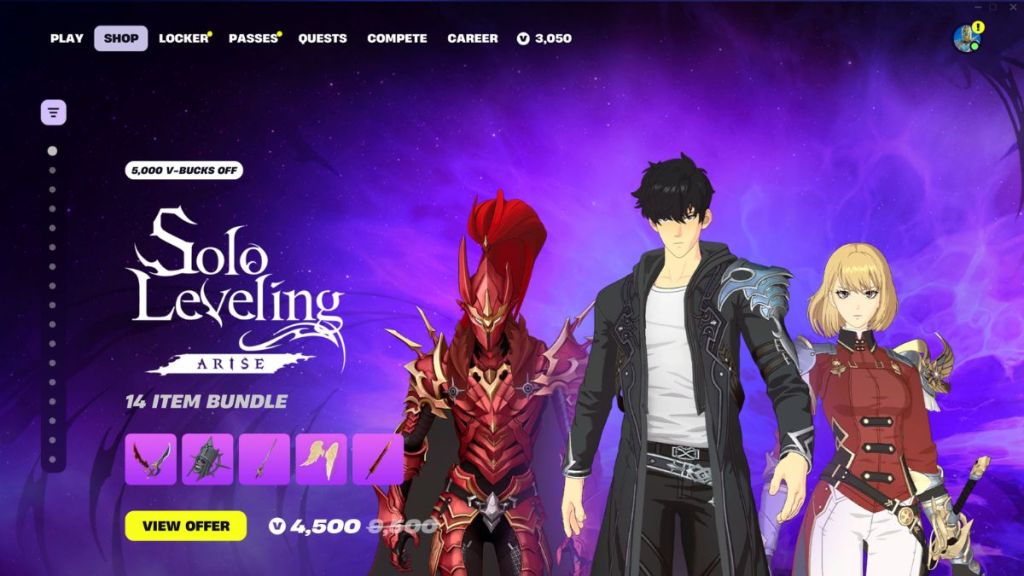 Fortnite Solo Leveling Item Shop