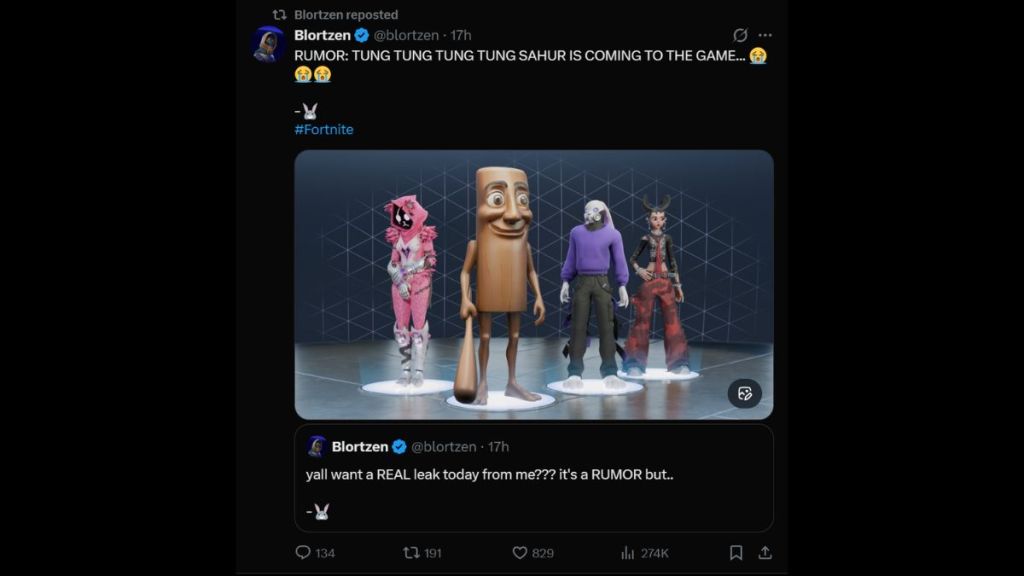 Fortnite Tung Tung Tung Sahur Leak