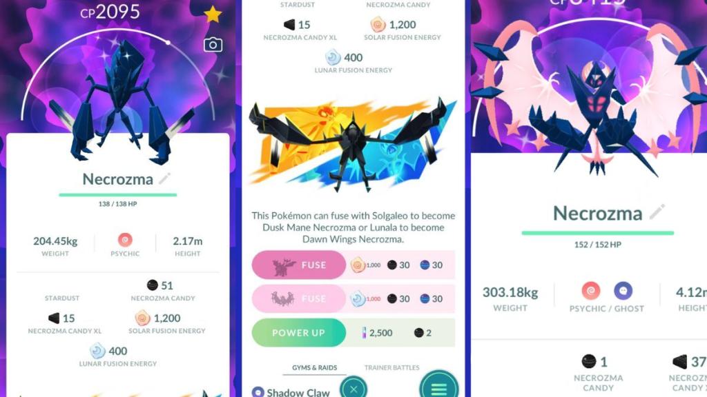 Fusing Lunala with Necrozma in Pokemon GO