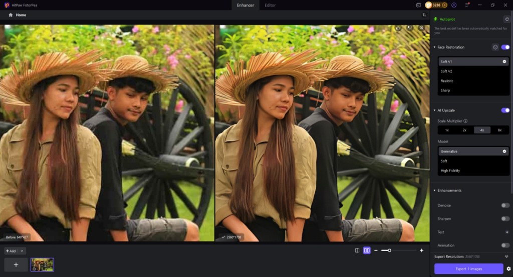 HitPaw FotorPea image upscaler tool showcase