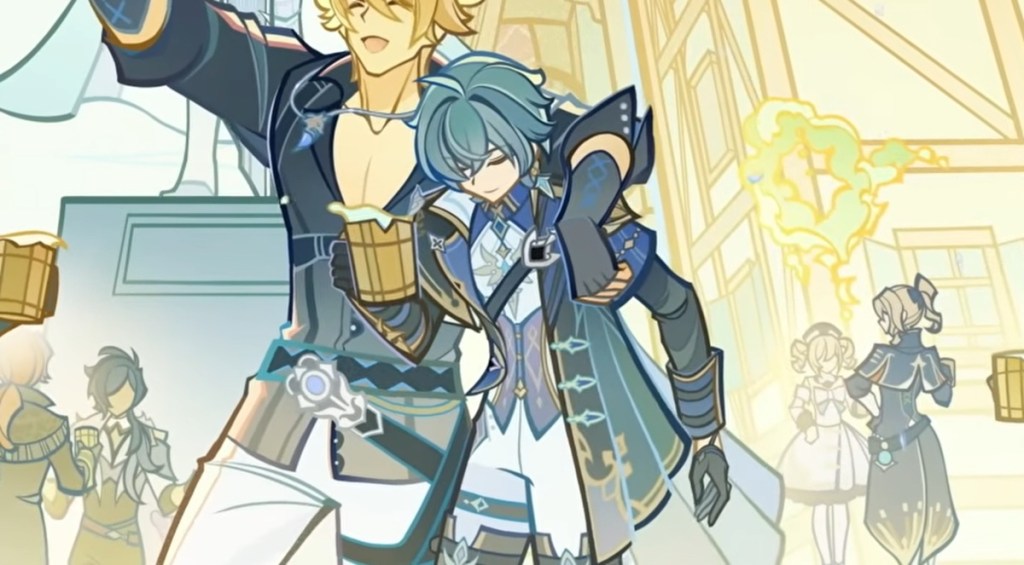 Lohen celebrating in Genshin Impact