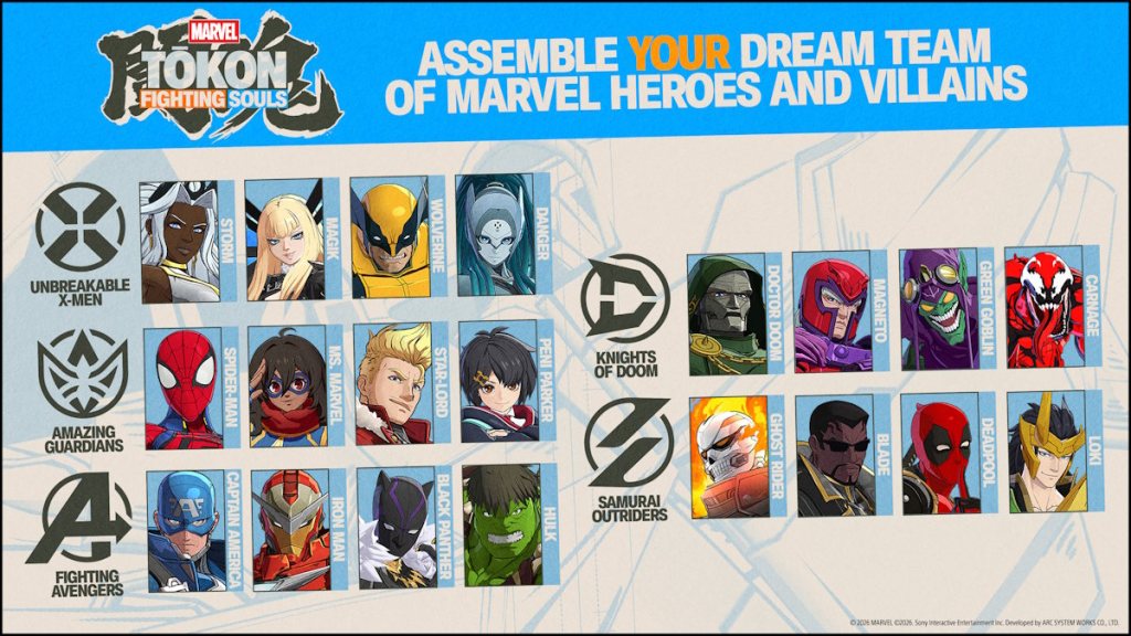 Marvel Tokon Fighting Souls full roster
