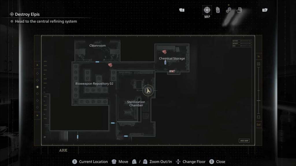 Resident Evil Requiem ARK Sterilization Chamber Safe location on map