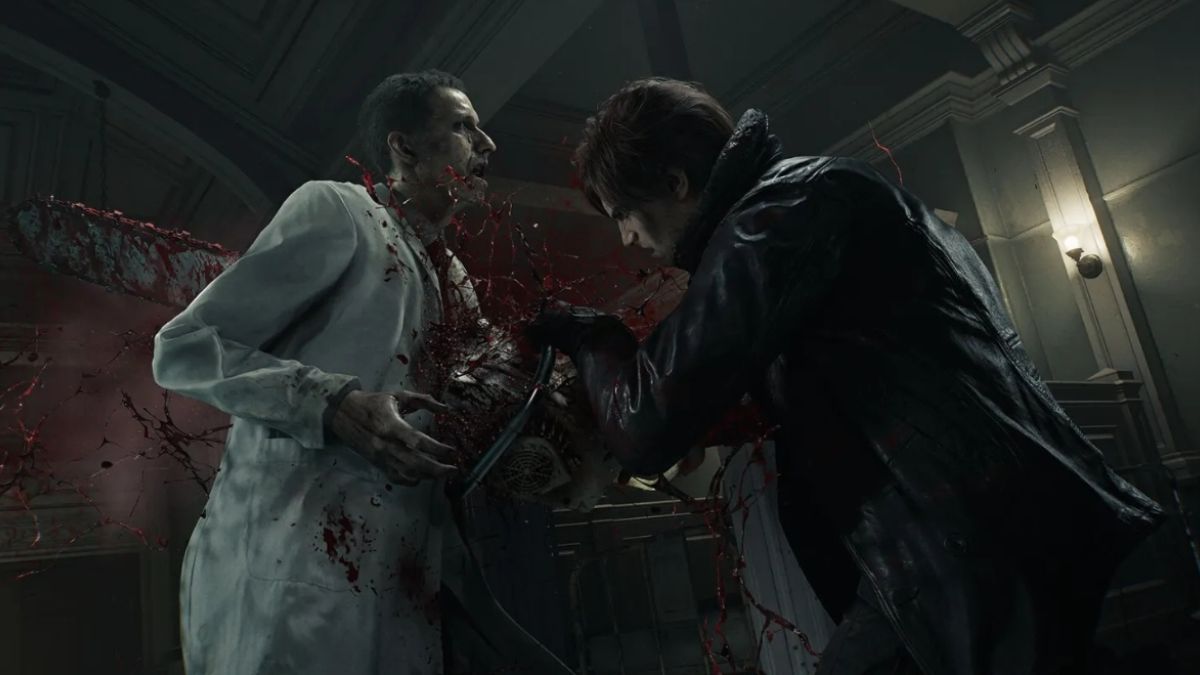 Leon using a Chainsaw in RE9