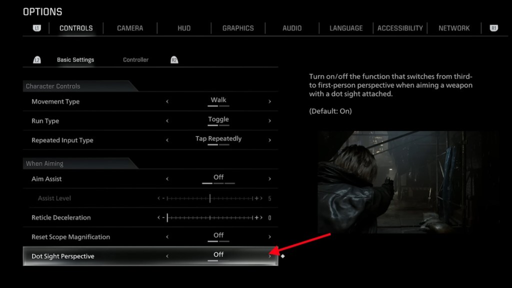 Resident Evil Requiem Dot Sight Perspective