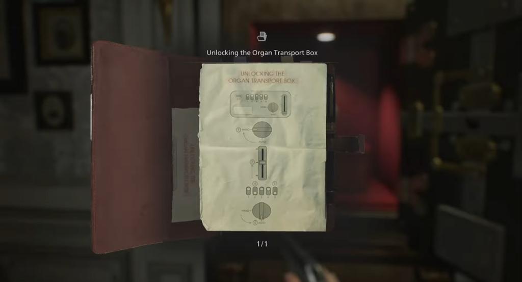 Resident Evil Requiem Organ Transport Box puzzle solution clue