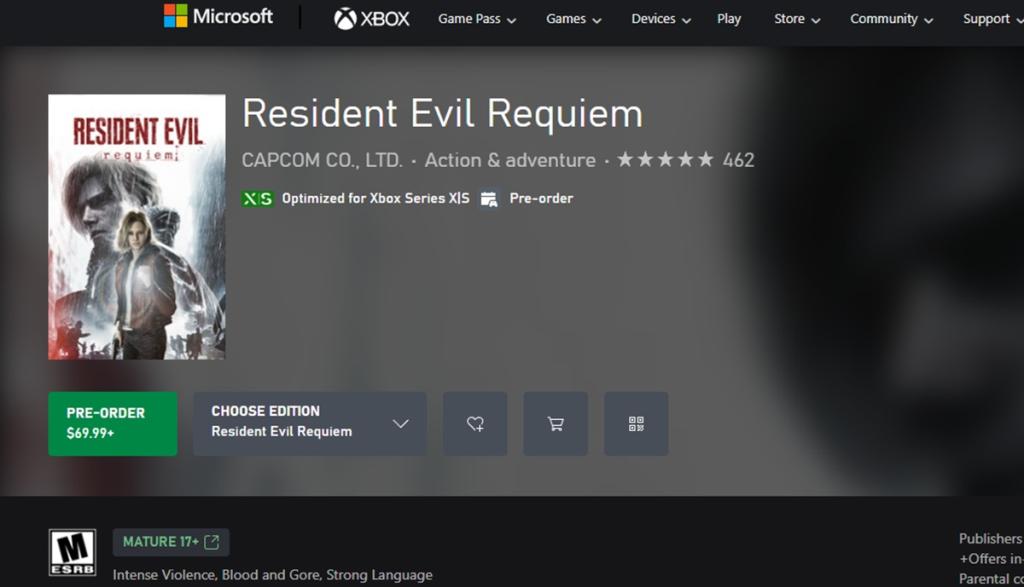 Resident Evil Requiem Xbox Series X and S preload