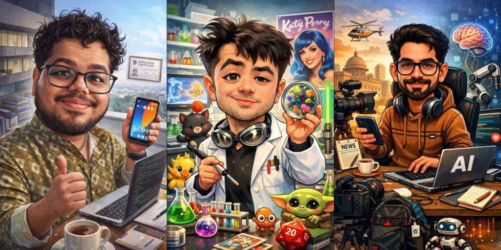 Side by side comparison of different AI caricatures 