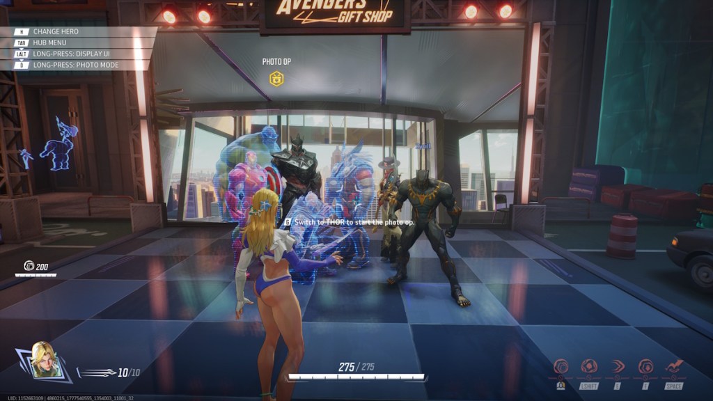 Switch to one of the Avenger heroes to start the photo OP in Marvel Rivals