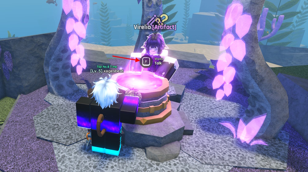 Talk to Virelia to crack Geode in Abyss