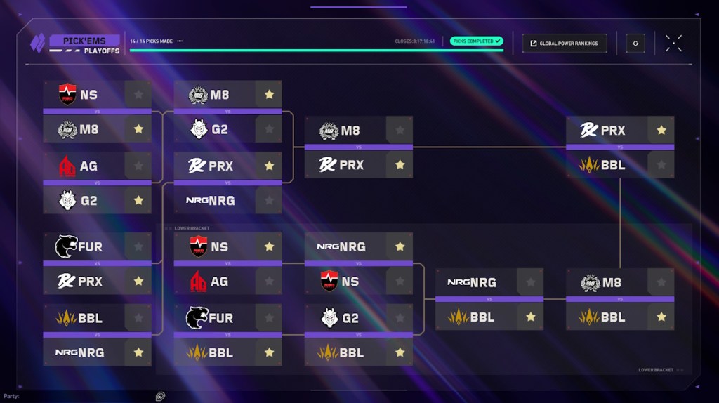 Valorant masters santiago pickems playoffs 2026